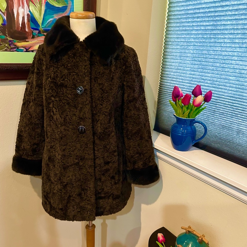 Faux Fur Coat by Sportowne for Bronka - NOS 1980 Gorgeous Brown Plush Carcoat